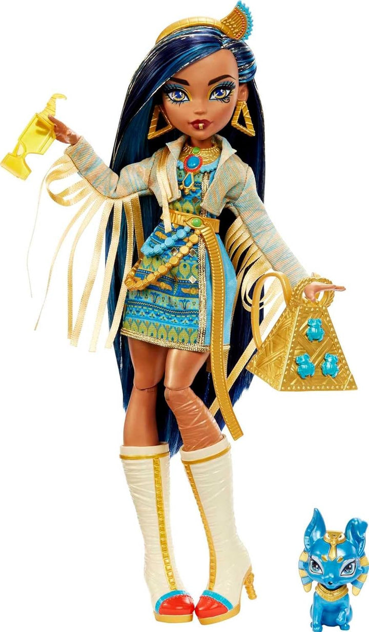 Muñeca Monster High, Cleo de Nile con cabello azul con rayas en loo...