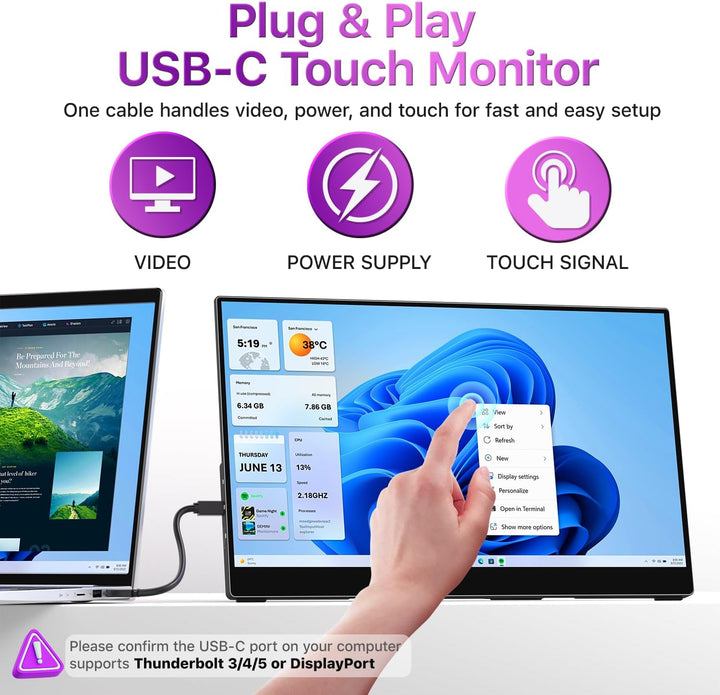 cocopar Monitor portátil con pantalla táctil de 15.6 pulgadas 1080P...