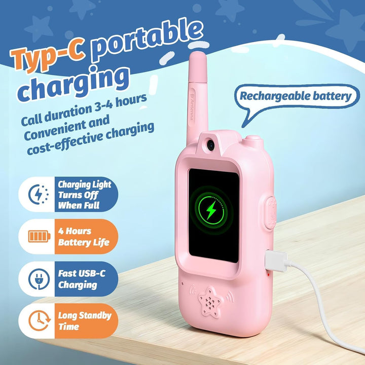 AQLL Walkie Talkies for Kids with Real-Time Video Chat, 2 Pack Rech...