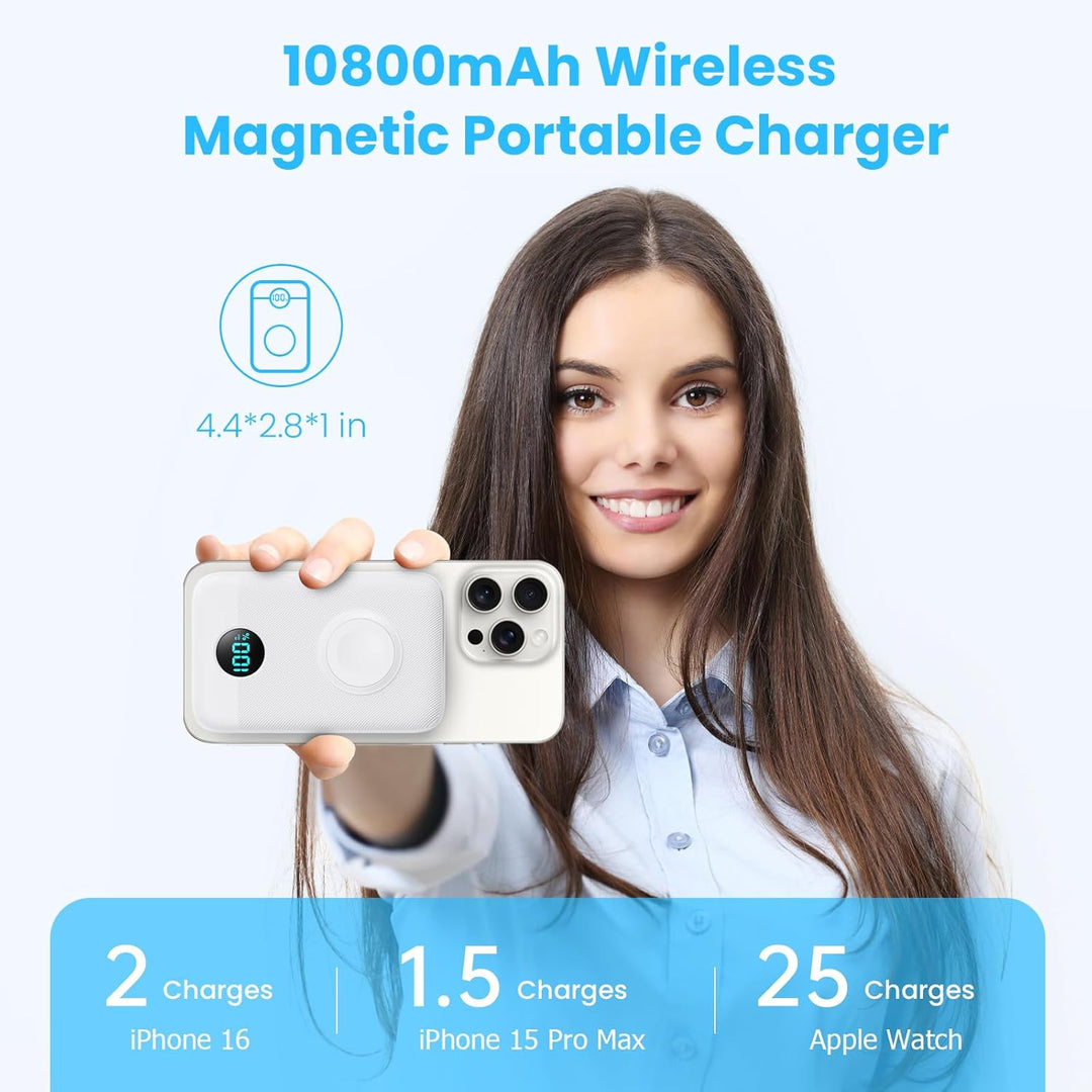 Pxwaxpy Cargador portátil magnético de 10800 mAh, banco de energía...