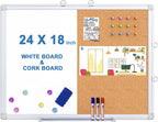 Combo de tablero blanco magnético y tablero de corcho con marco de aluminio