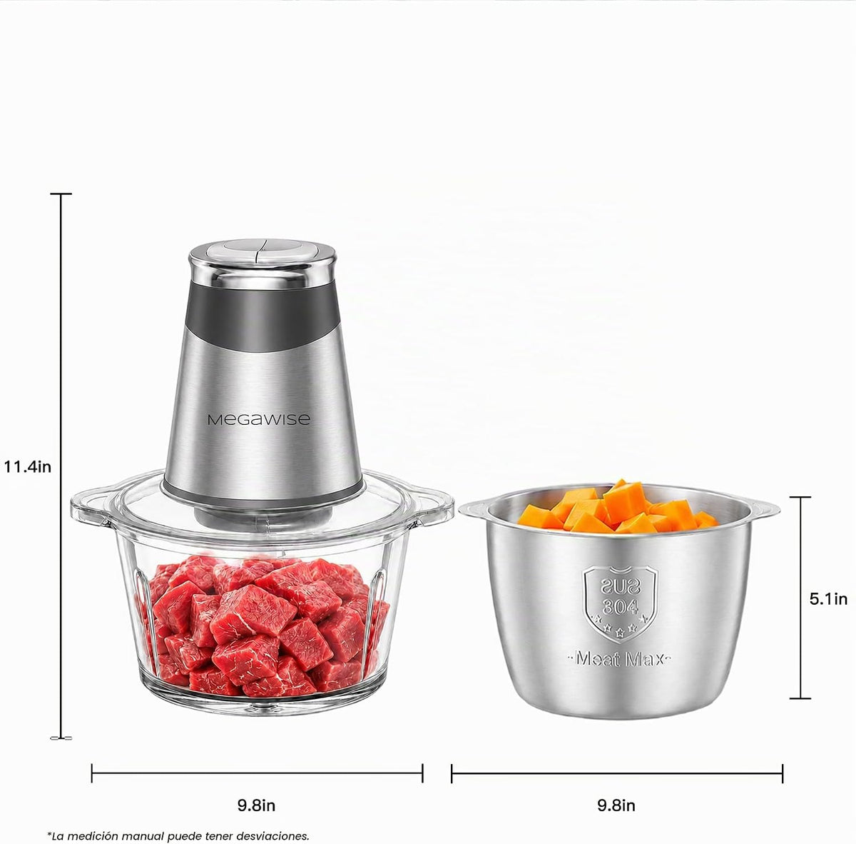 MEGAWISE Procesador de alimentos, molinillo eléctrico de carne de 800 W