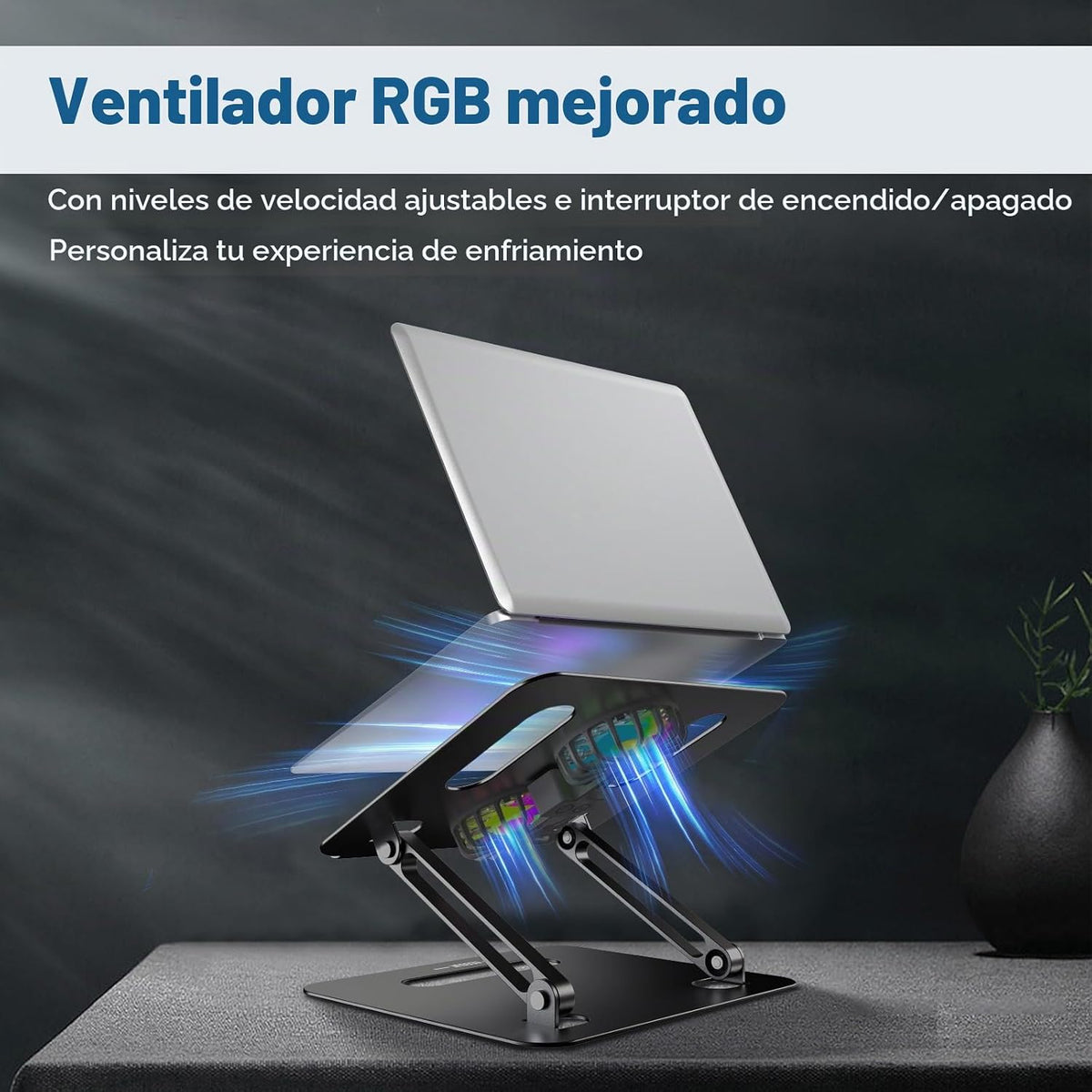 YICOSUN Soporte de refrigeración ajustable para laptop con 2 ventil...