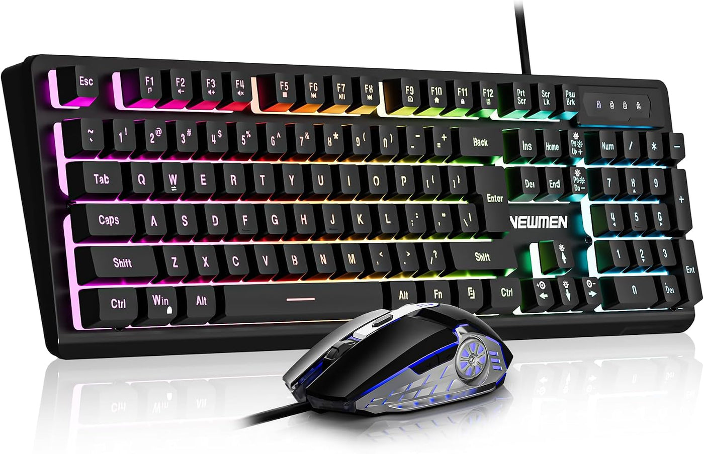 Newmen GM104 Combo de teclado y mouse para juegos con cable, teclad...