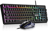 Newmen GM104 Combo de teclado y mouse para juegos con cable, teclad...