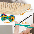 2Pack Tablero Geométrico de Madera, Juguete Montessori, Juguete Educativo Matemático Gráfico para Niños con Tarjetas de Patrones y Bandas de Goma para Figuras y Formas, Rompecabezas STEM Tablero Geo.