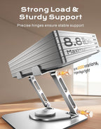 Soporte para Laptop para Escritorio Rotación Flexible 360°, Elevador de Laptop Ergonómico Ajustable con Soporte de Doble Barra, Soporte Portátil para Laptop para MacBook Air Pro, Dell XPS, HP