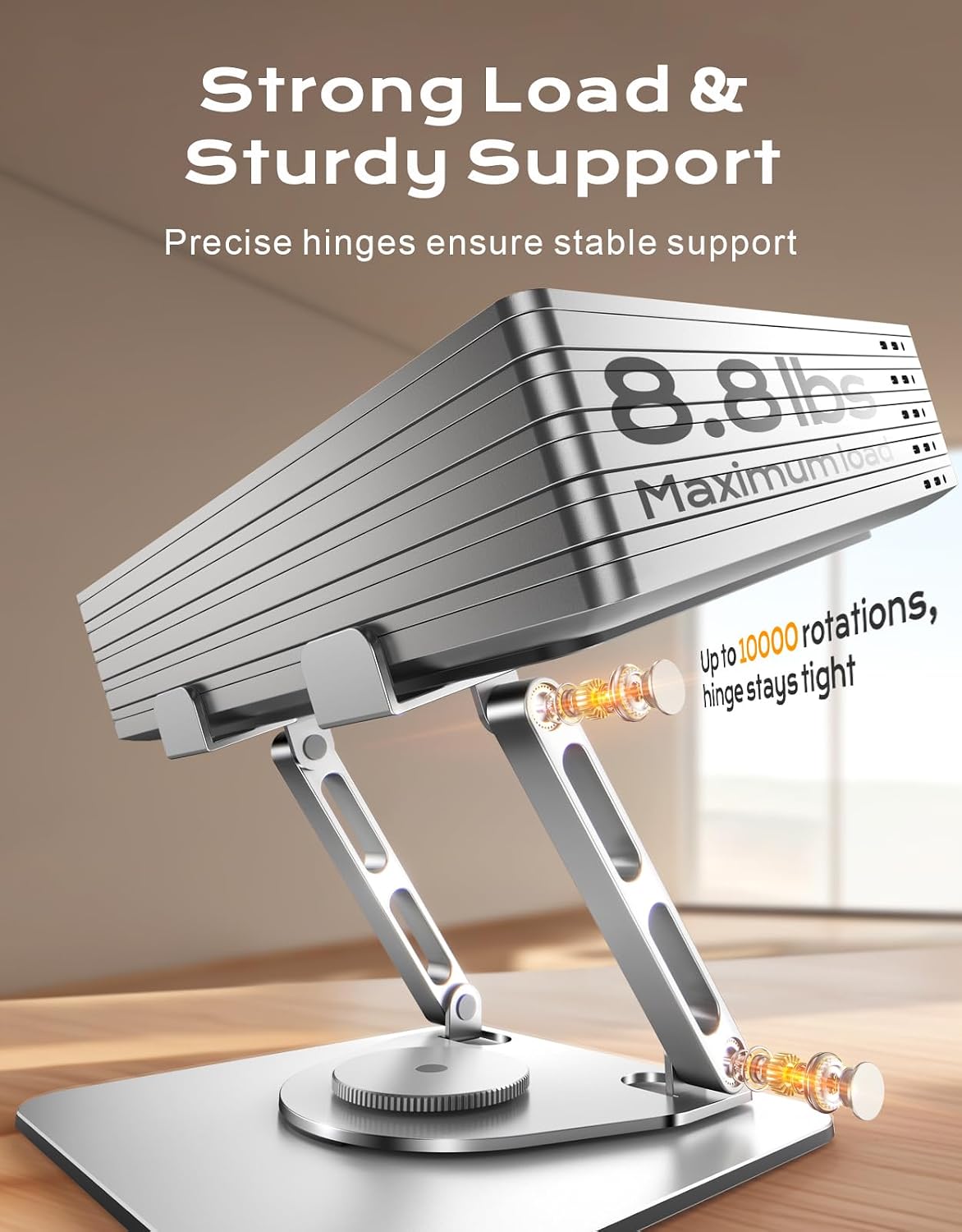 Soporte para Laptop para Escritorio Rotación Flexible 360°, Elevador de Laptop Ergonómico Ajustable con Soporte de Doble Barra, Soporte Portátil para Laptop para MacBook Air Pro, Dell XPS, HP