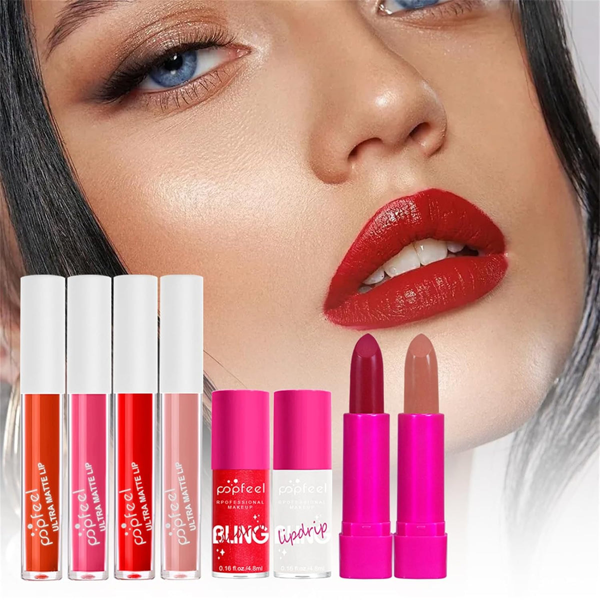 Kit de maquillaje todo en uno rosa intenso para mujeres, kit comple...