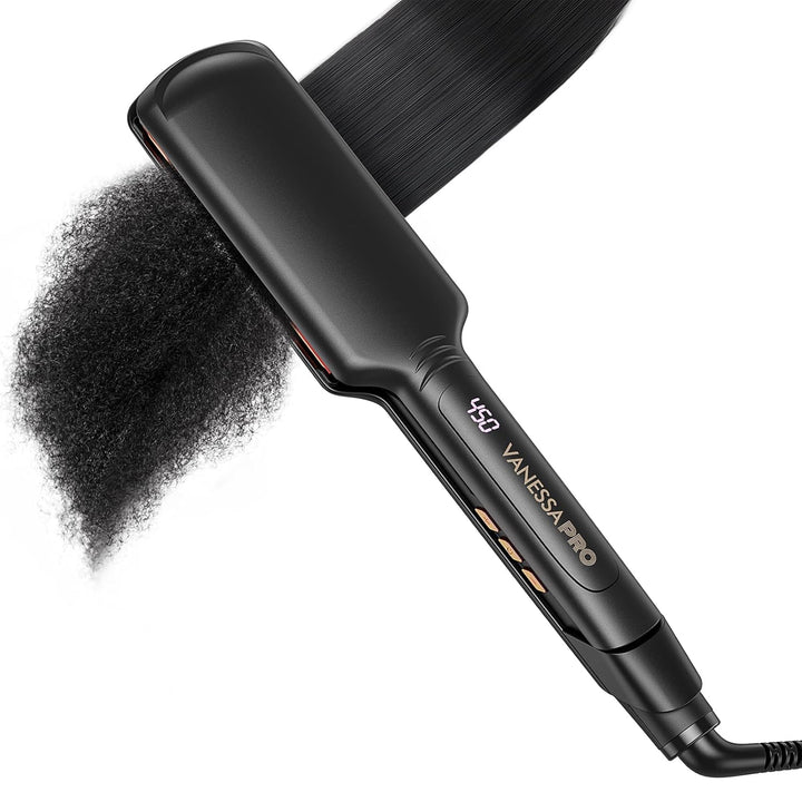 Plancha de titanio para cabello natural, plancha de pelo de 2 pulga...