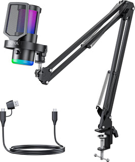 BOYA Micrófono USB para juegos con brazo de brazo, 192 kHz\/24 bits...