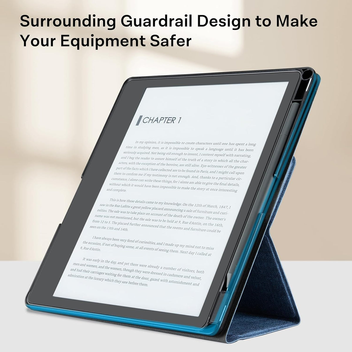 CoBak Funda para lector de libros electrónicos con dos ángulos de visión, funda de piel sintética con encendido automático de reposo, soporte para bolígrafo para lector de libros electrónicos, tela