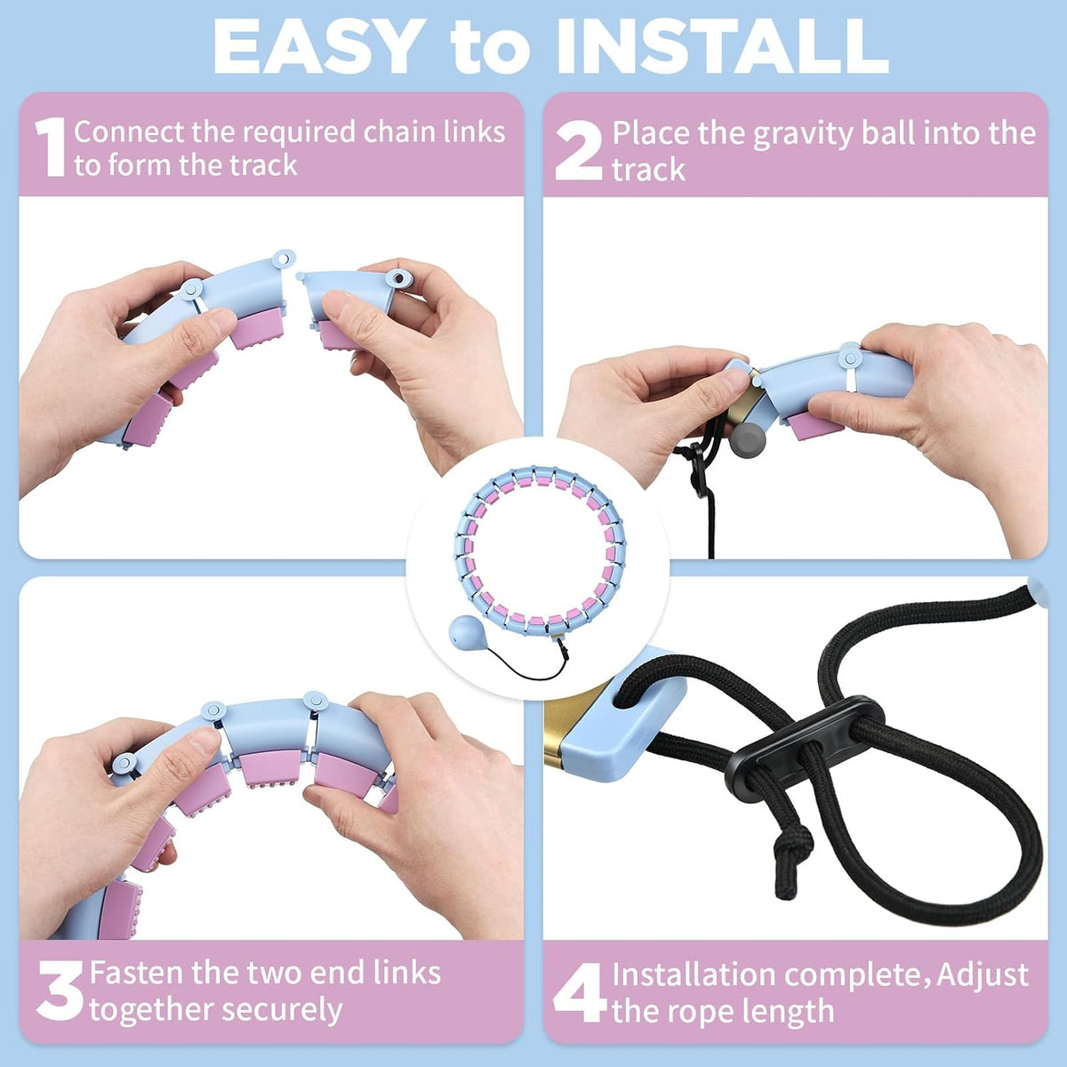 Weighted Infinity Fitness Detachable Hoop Silent 47 Inch, 24 Knots