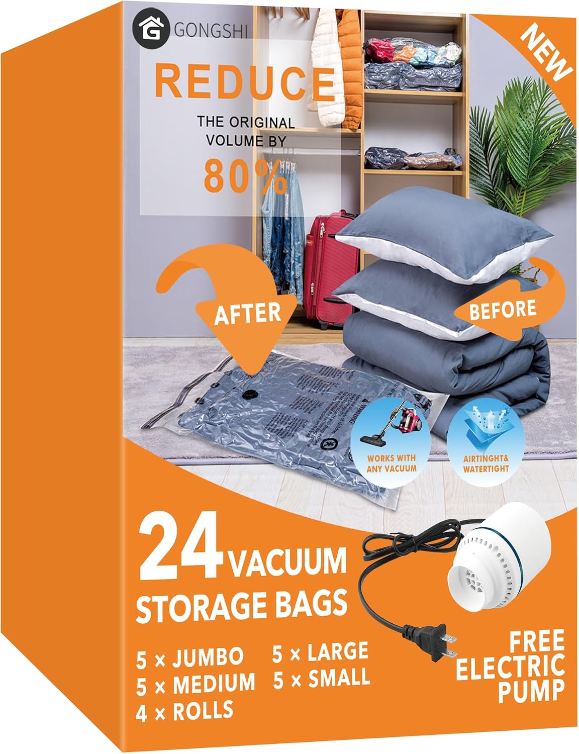 GONGSHI Bolsas de sellado al vacío para ropa, viajes y almacenamiento en el