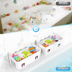 Bath Toy Storage 2 Packs, Large Bath Toy Holder - 3 Compartments, Quick-Dry