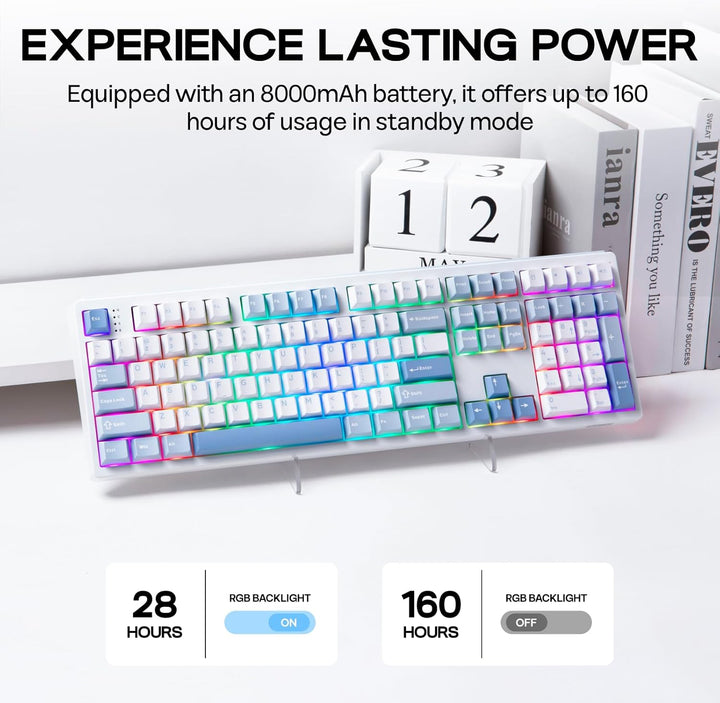 EPOMAKER TH108 Teclado mecánico de tamaño completo, teclado inalámb...
