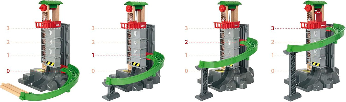 BRIO World Lift & Load Warehouse Set - 32-Piece Wood Train Set - Works con All Wooden Railway Sets - Includes 4-Level Elevator, Vehicles, Tracks & Full Station - MESH Accredited para Ages 3+