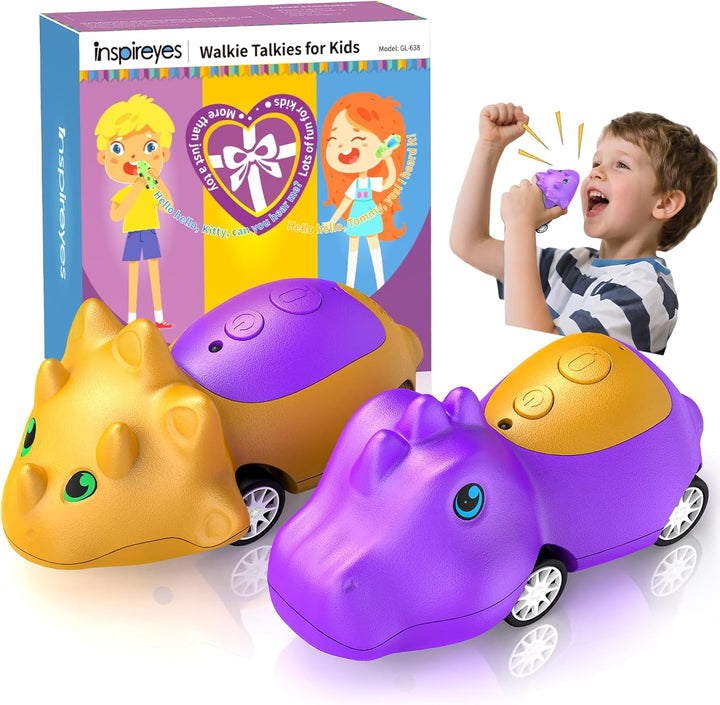 Inspireyes Walkie Talkies de dinosaurio para niños recargables, aut...