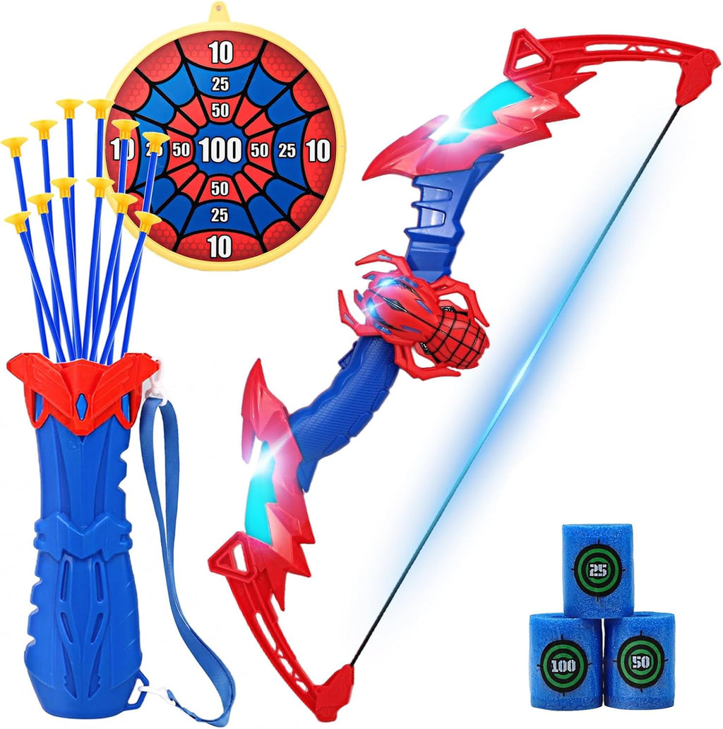 Spider Kids Bow y Arrow Set para Boys Age 4-8, Light Up Bow, Easy a Shoot