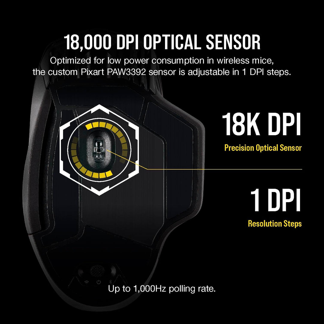 Corsair Dark CORE RGB PRO SE - Ratón inalámbrico FPS\/MOBA para jue...