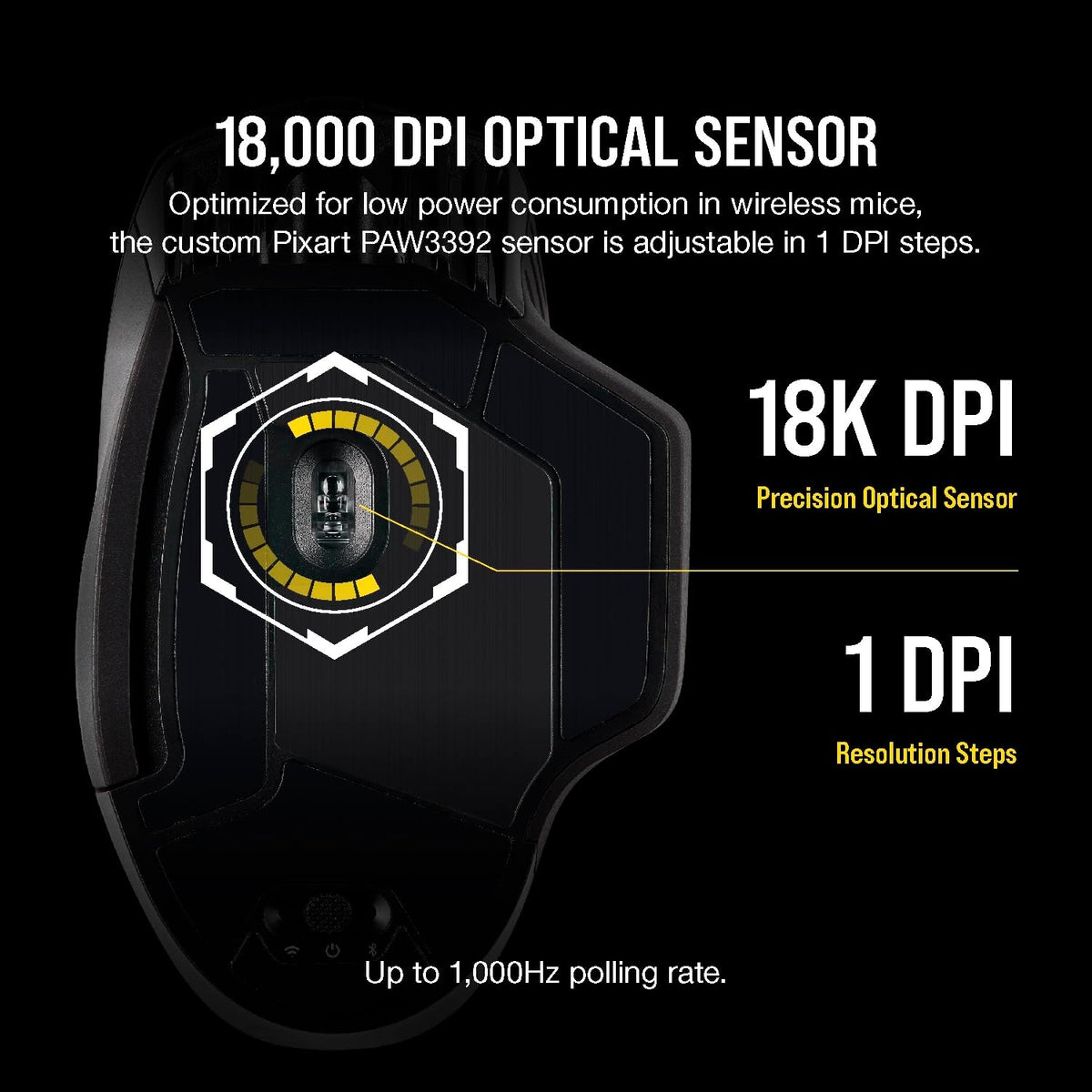 Corsair Dark CORE RGB PRO SE - Ratón inalámbrico FPS\/MOBA para jue...