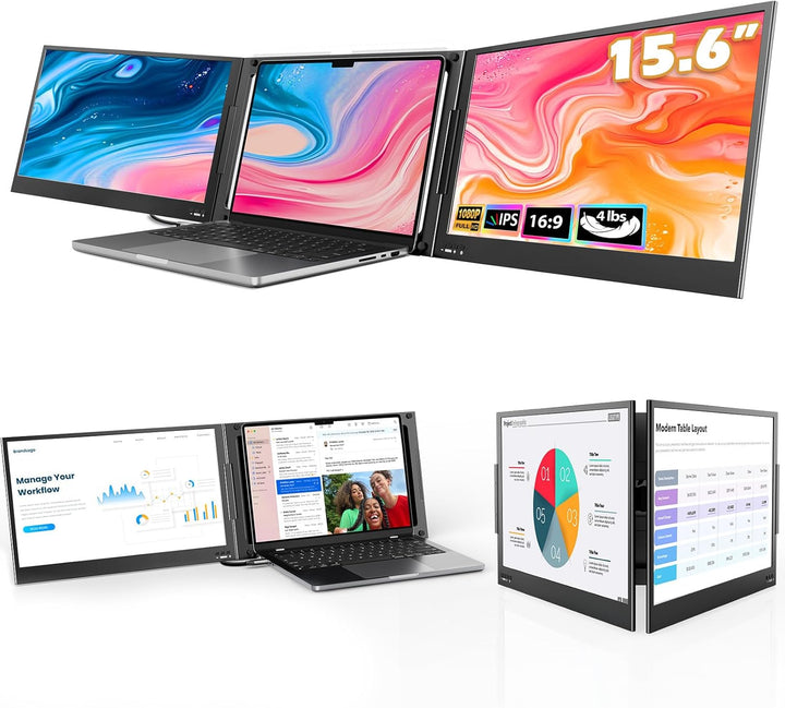 QQH Extensor de pantalla para laptop, monitor portátil triple de 15...