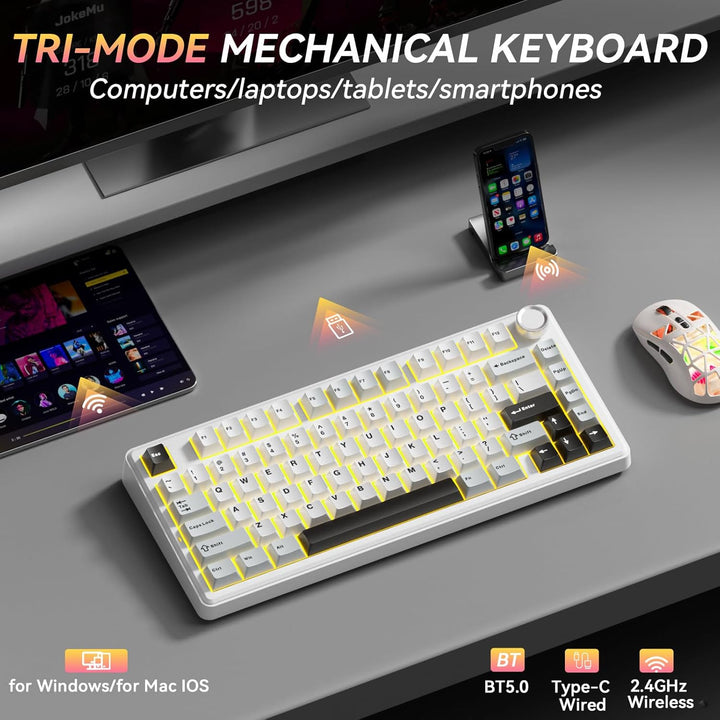 SOLAKAKA Teclado mecánico inalámbrico A75 75%, teclado para juegos...