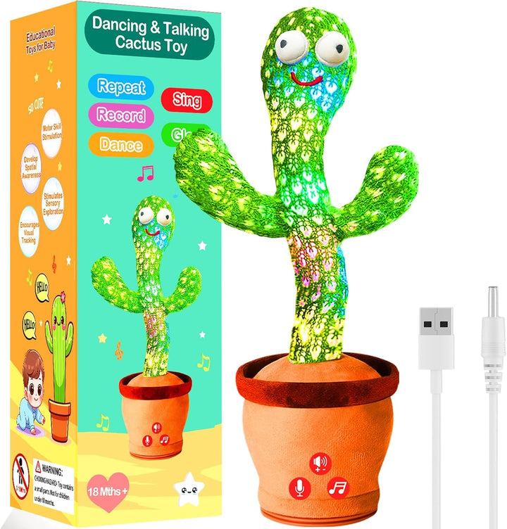 Juguete recargable de cactus parlante que baila que imita la espald...
