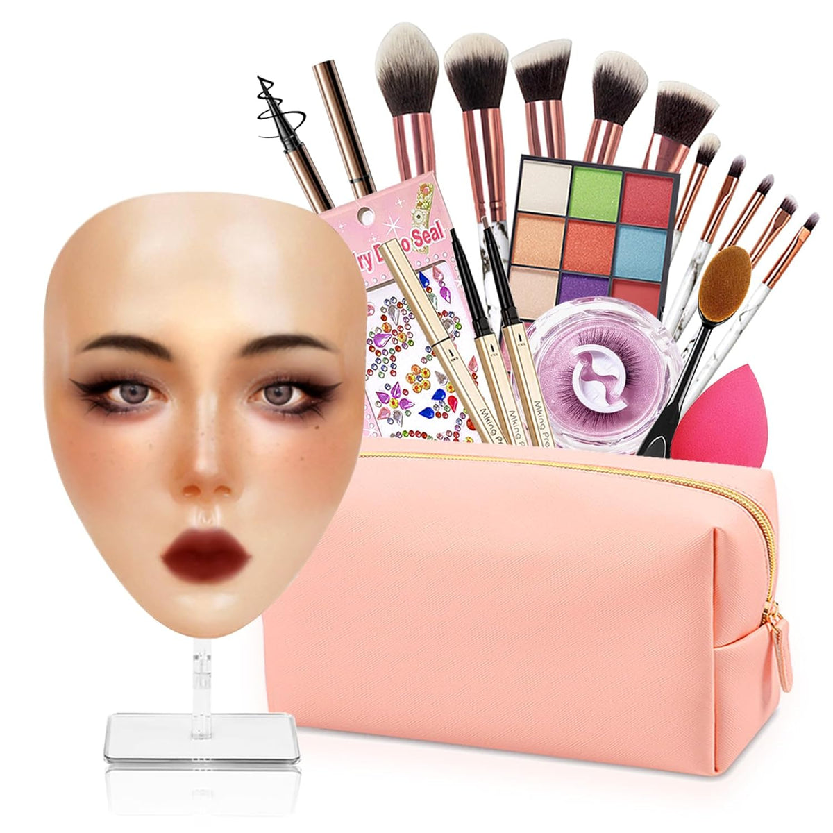 Tabla de práctica de maquillaje de silicona, maniquí de cara comple...
