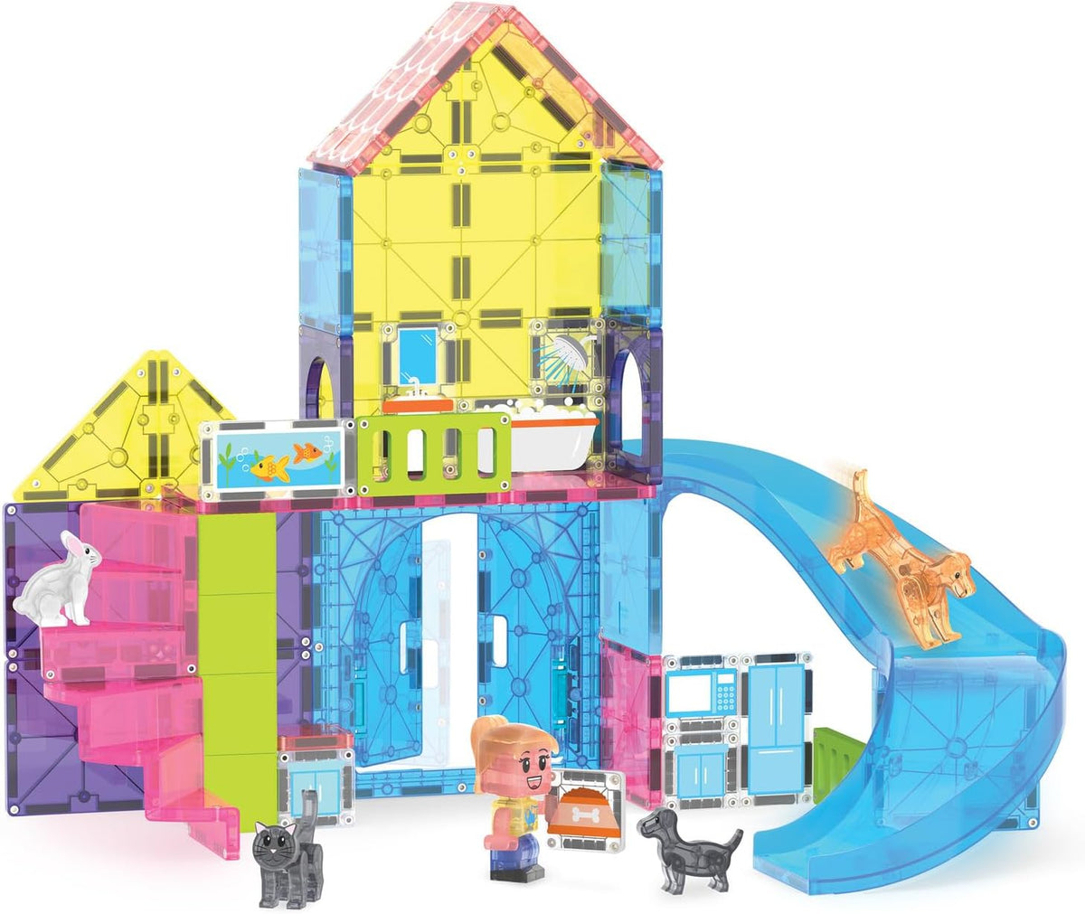 MAGNA-TILES Pet Playhouse - Juego de construcción magnética de 50 piezas, la marca original de construcción magnética