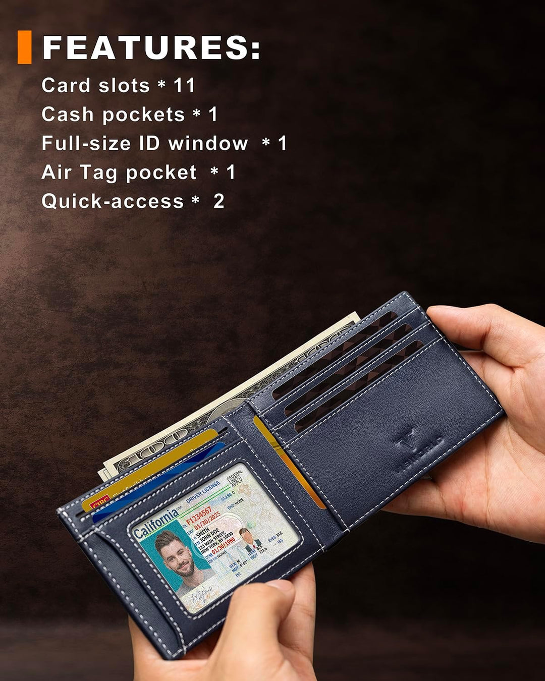 VISWORLD Billetera para hombre con soporte para Airtag, billetera p...