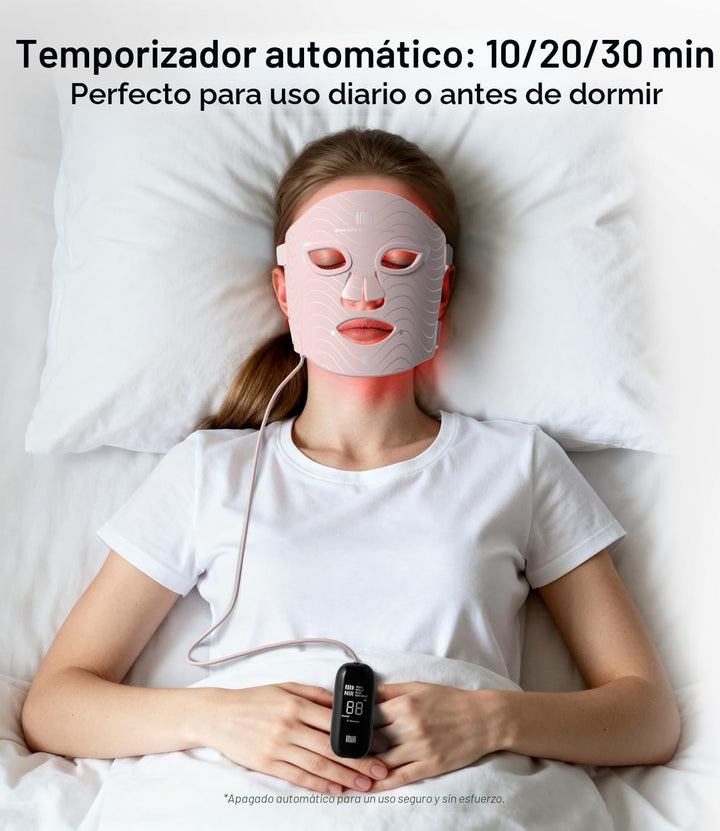 INIA Máscara de terapia de luz roja para cara, 4 modos de luz con N...