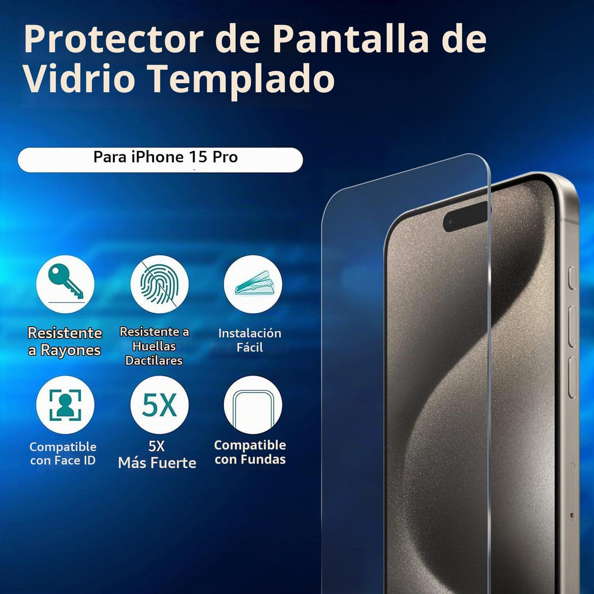 ImpactStrong 3-Pack Protector de Pantalla de Vidrio Templado a prueba de golpes para iPhone 15 Pro [Marco de Instalación Fácil] [Sin Burbujas] [9H de Dureza] [Cobertura Total] Amigable con funda, 6.1 Pulgadas