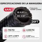 EVIL ENERGY - Juego de línea de combustible 6AN con llave ajustable 3AN-16AN, manguera trenzada de línea de combustible CPE de 6AN con kit de montaje de 20 pies