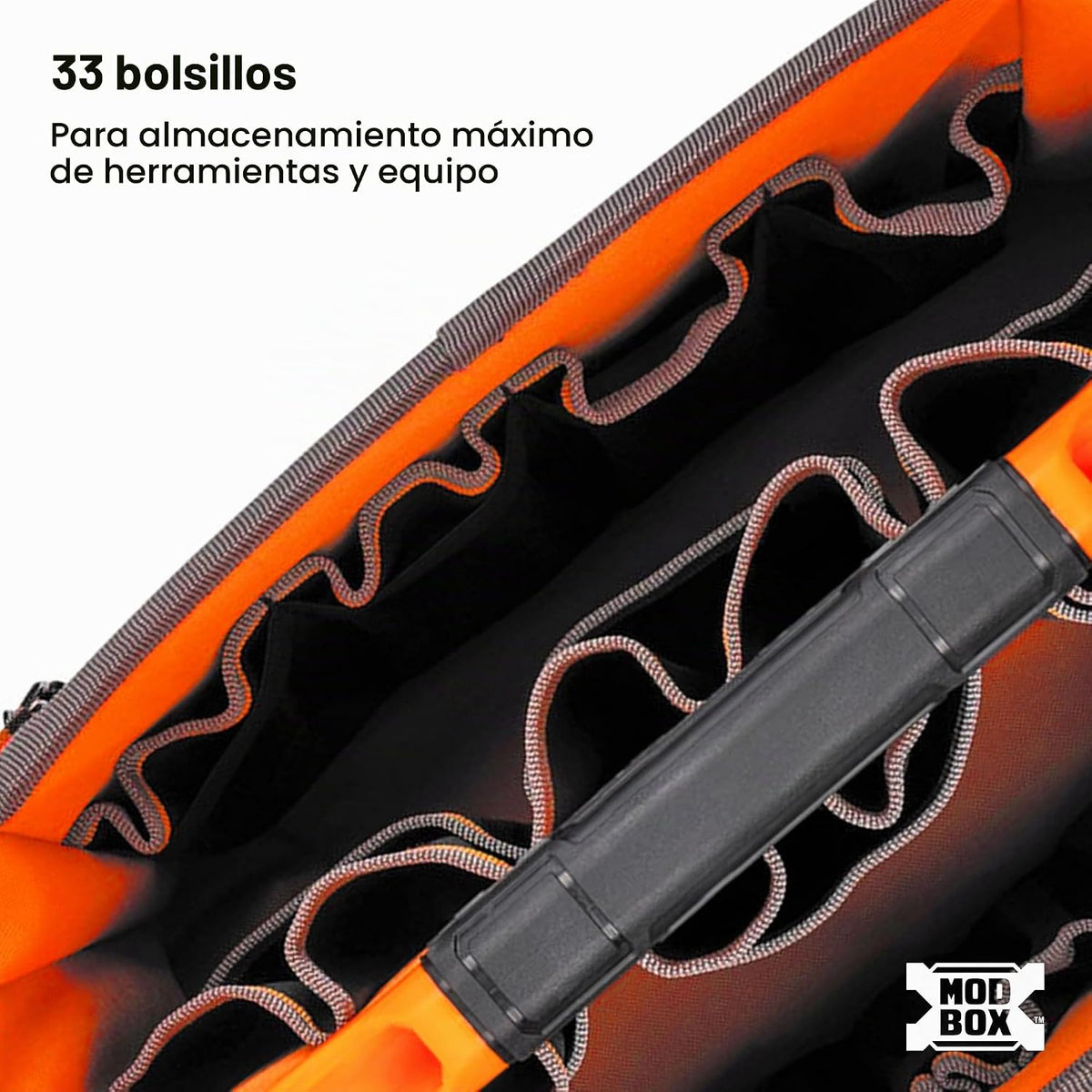 Klein Tools 62202MB Bolsa de Herramientas MODbox, Parte de la Estación de Trabajo Móvil MODbox, 33 Bolsillos, Amplio Almacenamiento de Herramientas, Bolsillo con Cremallera para Artículos Pequeños