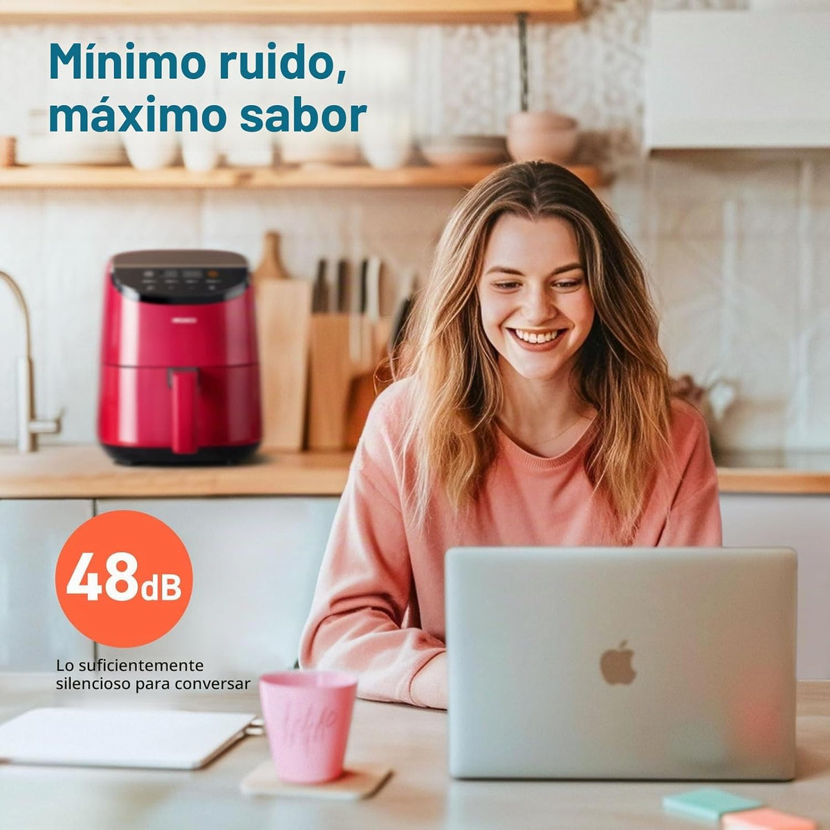 Cosori Lite - Freidora de aire pequeña de 2.1 cuartos de galón, revestimiento de cerámica, 4 en 1, 97% menos de aceite