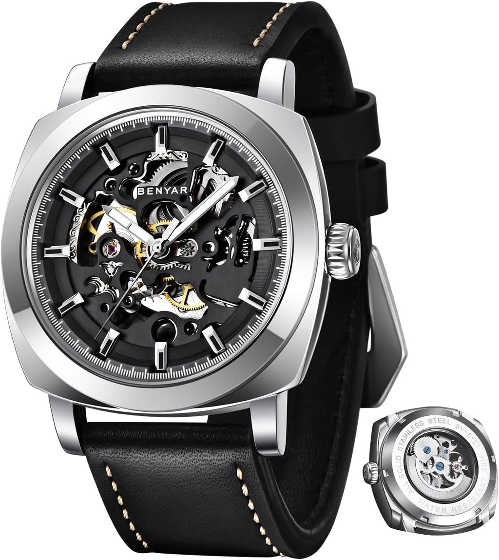BENYAR Reloj Automático Mecánico de Esqueleto para Hombre de Vestir