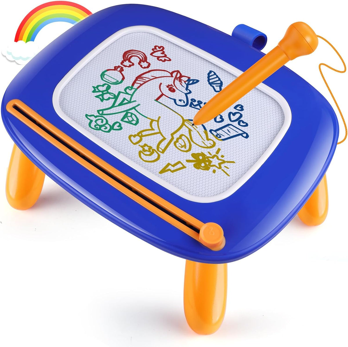 Juguetes para niños pequeños, pizarra magnética de dibujo para pintar garabatos, juguetes educativos niños y niñas 1, 2, 3 años, regalos de cumpleaños, Navidad, azul oscuro
