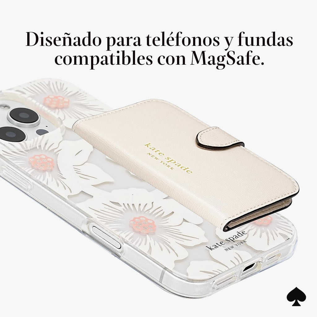 kate spade new york Morgan - Tarjetero magnético, color crema