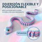 Modelo de serpiente impreso en 3D de gran tamaño de 35.5 pulgadas con dientes móviles (arcoíris)