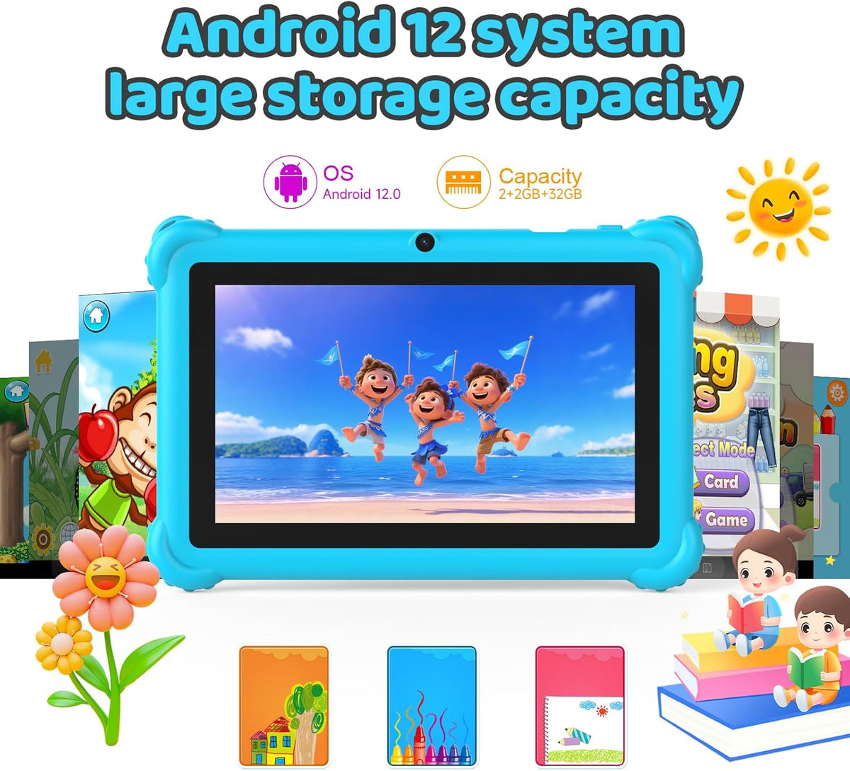 Tableta para Niños de 7 pulgadas, Tableta Android para Niños Pequeñ...