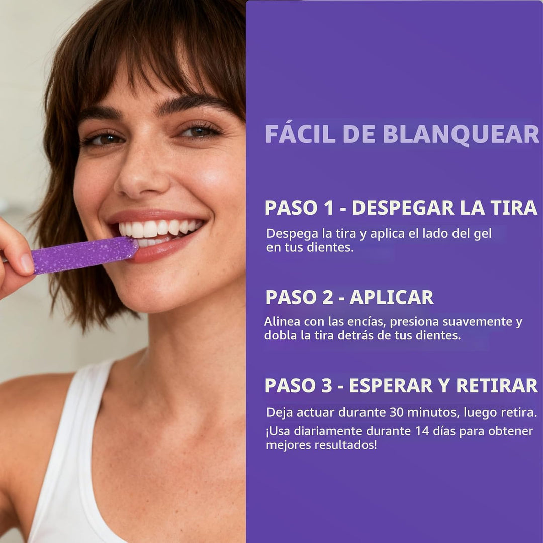 SAKYPRORAL Tiras blanqueadoras moradas, resultados de larga duració...