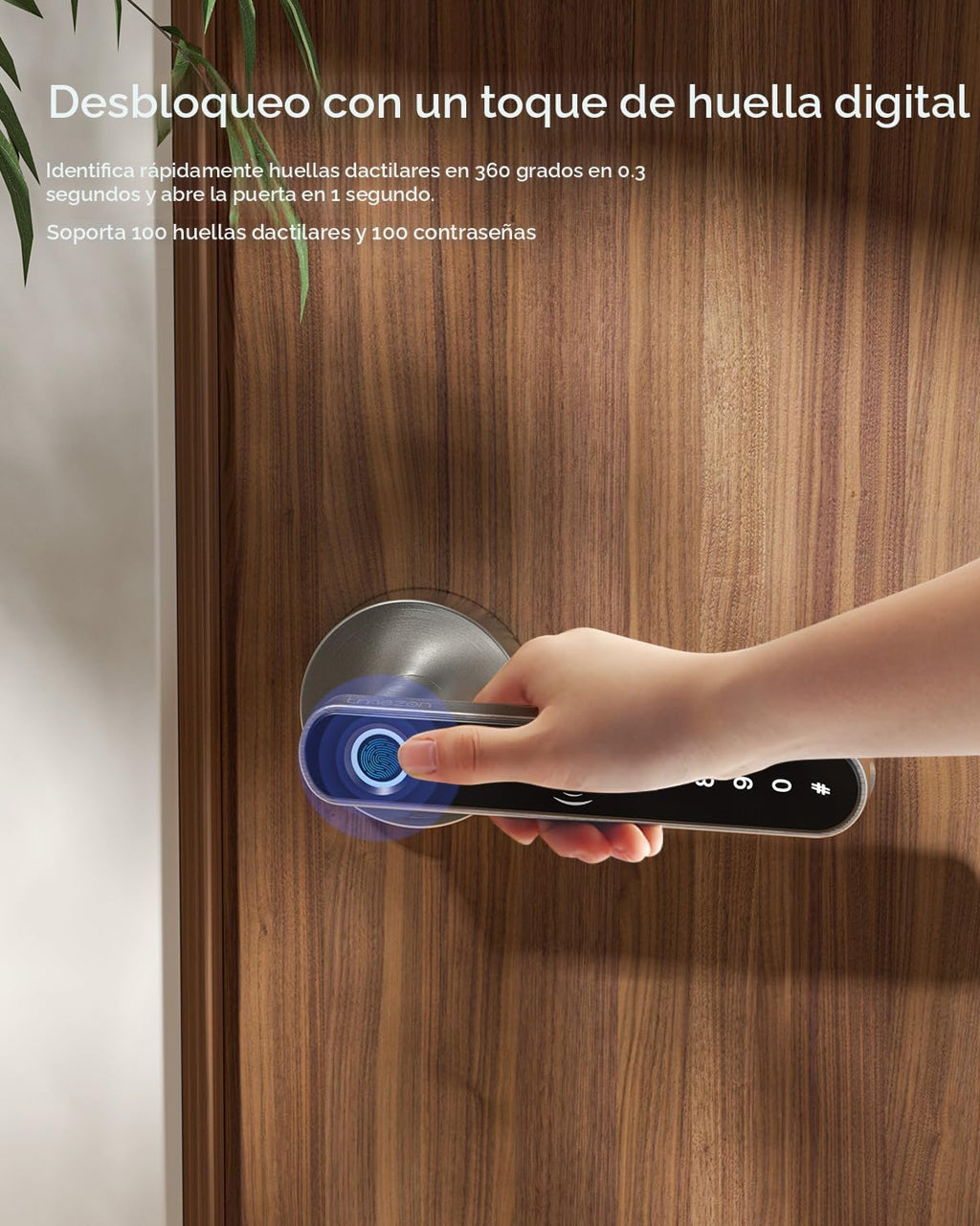 TMEZON Cerradura inteligente para puerta, huella digital, cerradura...