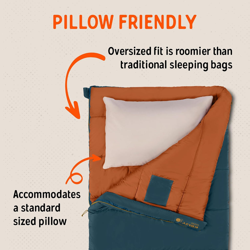 Kelty Solstice - Saco de dormir rectangular de gran tamaño, 2-3 estaciones
