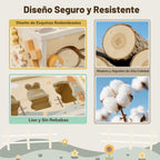 Joyreal - Caja de pañuelos Montessori 8 en 1, juguetes para más de 1 año, cubo de actividades de madera