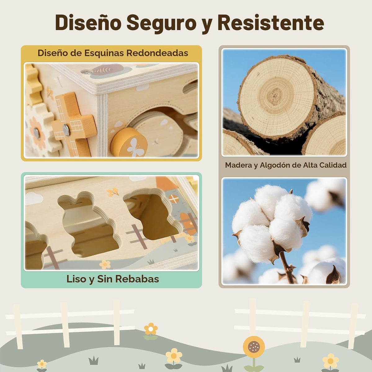 Joyreal - Caja de pañuelos Montessori 8 en 1, juguetes para más de 1 año, cubo de actividades de madera