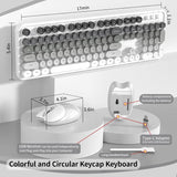 Teclado y ratón inalámbricos cremosos, MOFII 104 teclas redondas de...