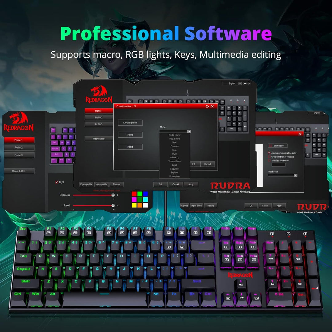 Redragon Teclado Mecánico para Juegos con Interruptores Rojos, Tecl...