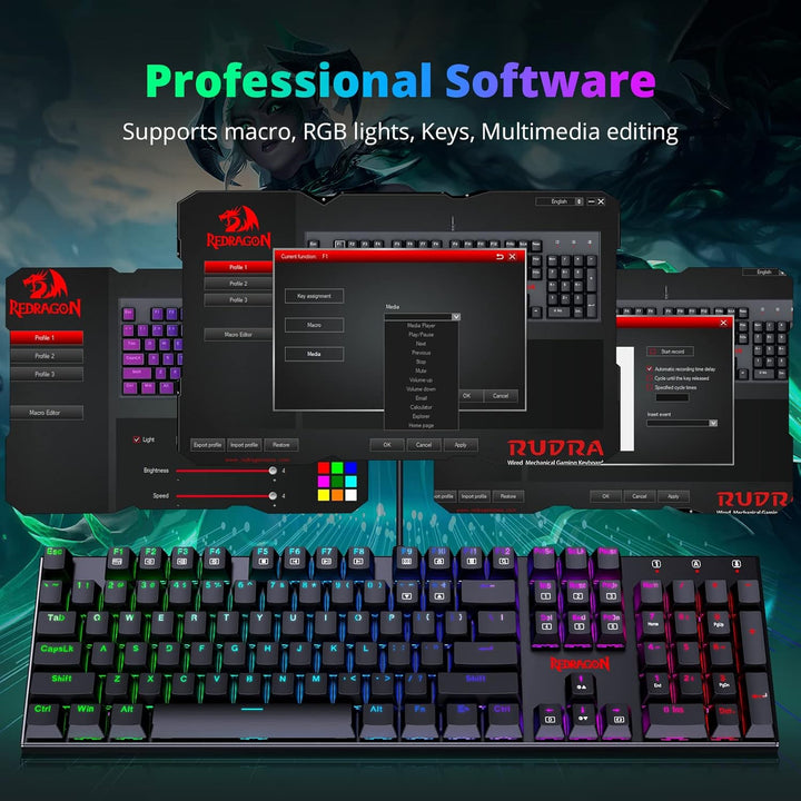 Redragon Teclado Mecánico para Juegos con Interruptores Rojos, Tecl...