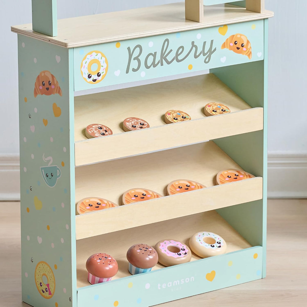 Teamson Kids Jolly Pals Wooden Bakery Market Stand para Kids Ages 3+
